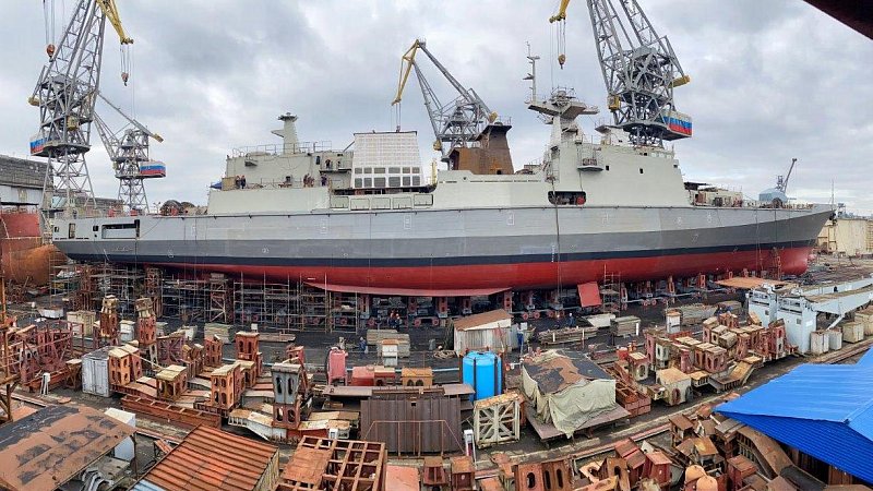 Спуск на воду фрегата "Тушил", пр.11356